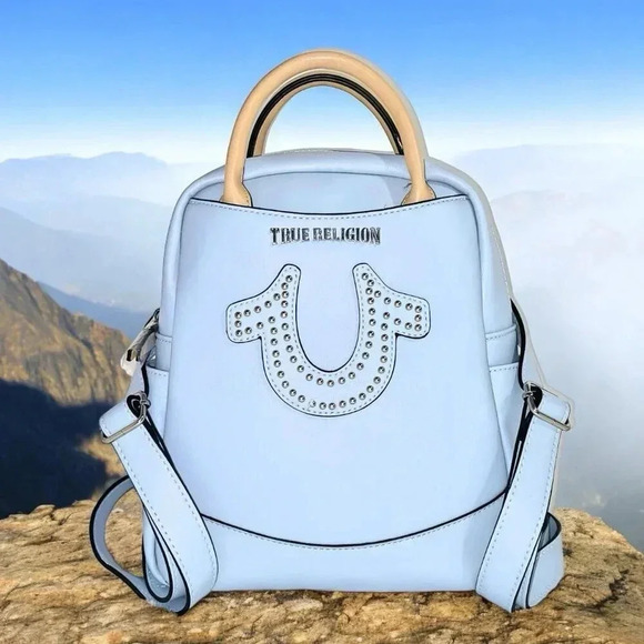 True Religion Baby Blue Mini Backpack Bag NWT - Picture 4 of 12